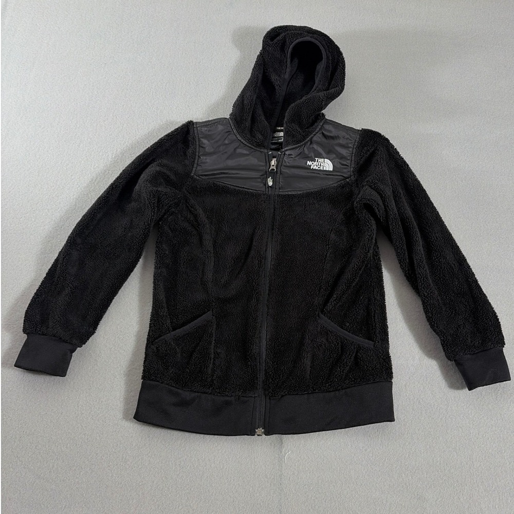 The North Face Girls Oso Hoodie Black Full Zip Fleece Jacket Size M 10/12